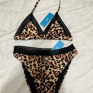 Cupshe Leopard Print Bikini with Black Trim